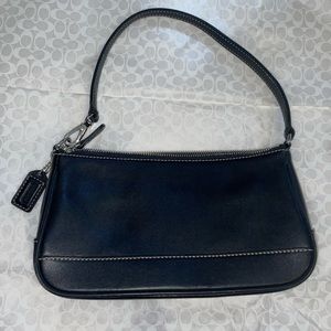 coach | black leather semi baguette bag